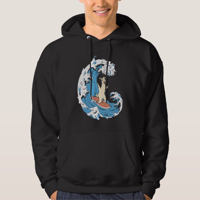 Surfer Surfboard Waves  Surfrider Surfing Llama Hoodie (Vorderseite)