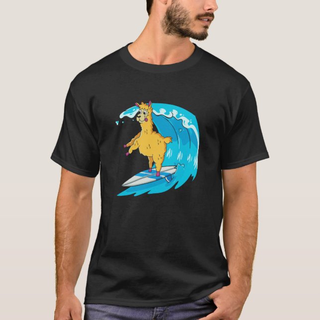 Surfer Surfboard Waves  Surfrider Surfing Llama T-Shirt (Vorderseite)