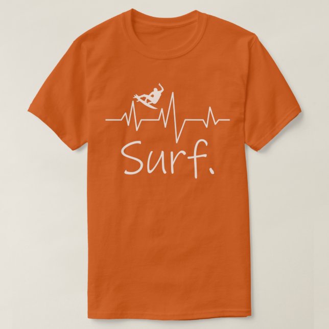 Surfer Surfbrett Heartbeat Lover T-Shirt (Design vorne)