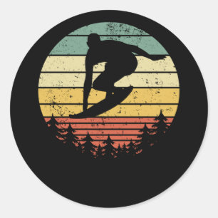 Surfer Surfbrett Surfbrett Retro Geschenk Runder Aufkleber