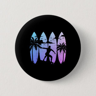 Surfer Surfbrett Vintage Surfen Strand Sommer Well Button