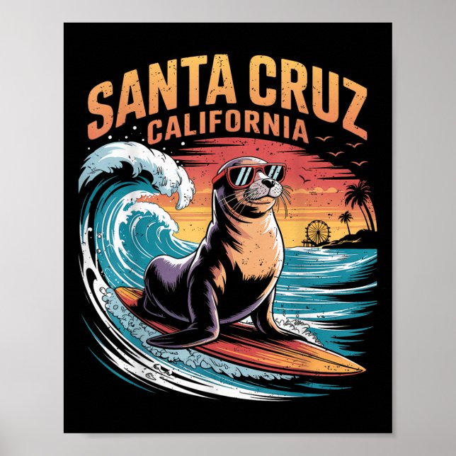 Surfer Surfen 70er 80er Santa Cruz Kalifornien Ret Poster (Vorne)