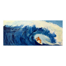 Surfer Surfen Blue Wave Ocean Sea Poster Artwork