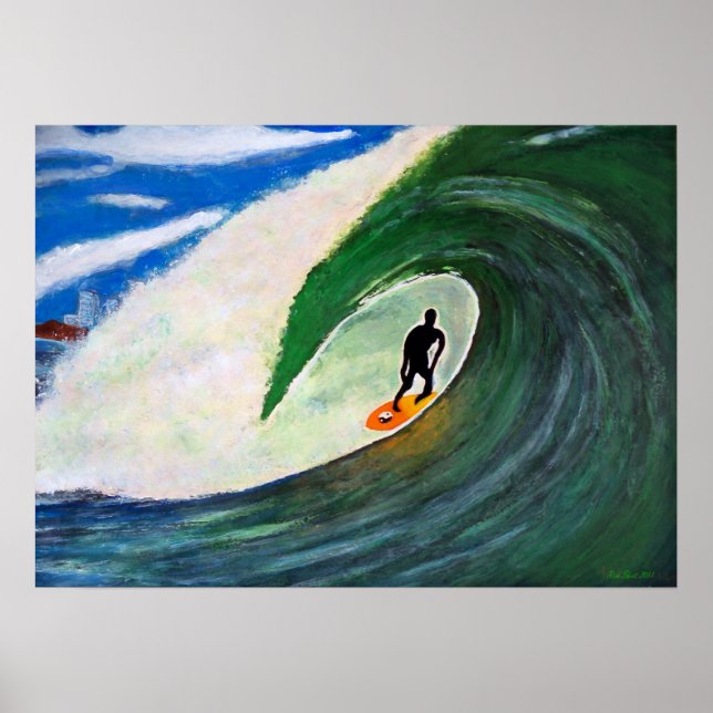 Surfer Surfen Tuberide Wand aus Meer Wasserplakat Poster (Vorne)