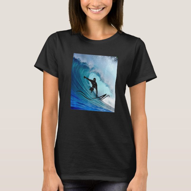 Surfer Surfing Hawaiian Waves Beach Summer Surfboa T-Shirt (Vorderseite)