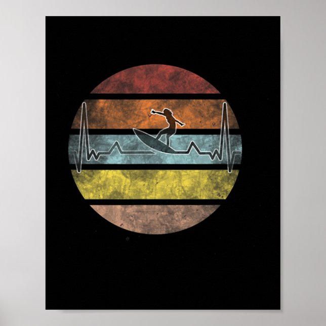 Surfer Surfing Wave Wing Foiling Surf Surfing Hear Poster (Vorne)