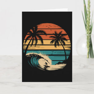Surfer surft mit Palmen Tropischer Urlaub _ Karte