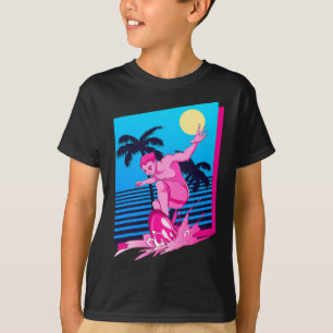 Surfer Synthwave Sonnenuntergang Palmen Surfen 80e T-Shirt