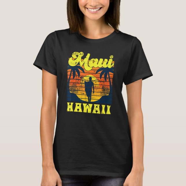 Surfer Tropical Sunset Hawaiian Summer Aloha Maui T-Shirt (Vorderseite)