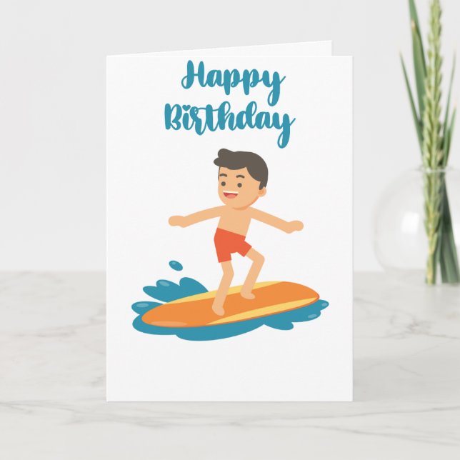 Surfer Typ Happy Birthday Karte (Vorderseite)