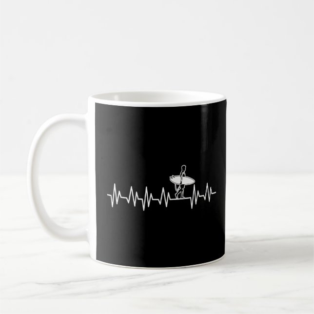 Surfer Typ Heartbeat Pullline Surfboard Strand Bu Kaffeetasse (Links)