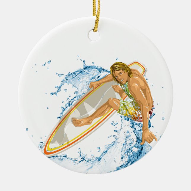Surfer-Typ Keramik Ornament (Vorne)