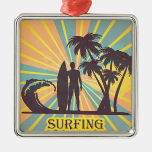 Surfer Typ Metal Ornament Aus Metall