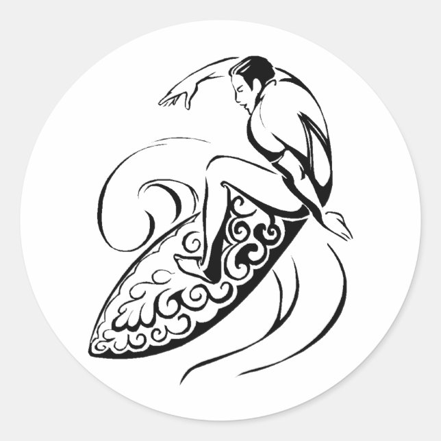 Surfer-Typ Runder Aufkleber (Vorderseite)