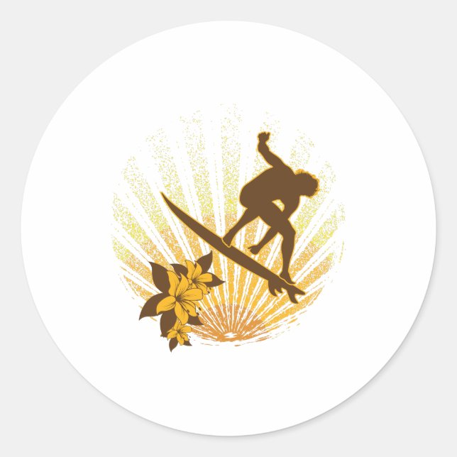 Surfer-Typ Runder Aufkleber (Vorderseite)
