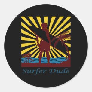 Surfer-Typ, Surfen  Runder Aufkleber