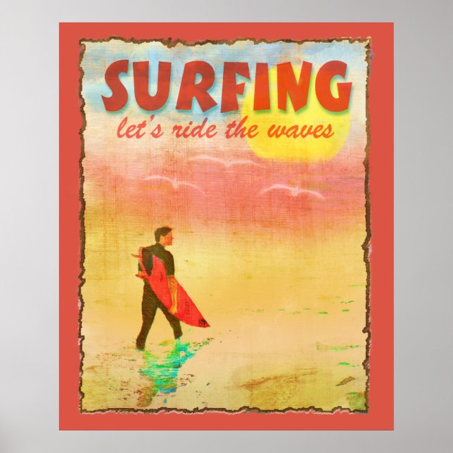 Surfer Typ Vintag Style Poster (Vorne)