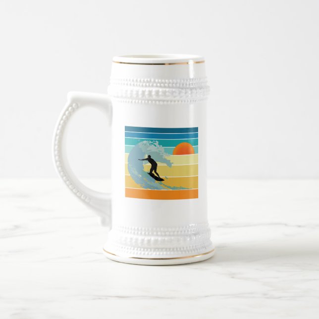 Surfer Typ Vintag Sunset Bierglas (Links)