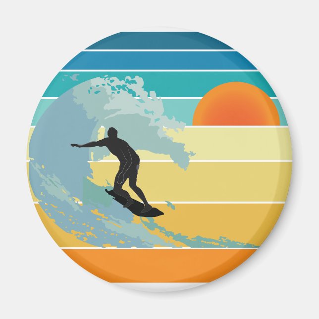 Surfer Typ Vintag Sunset Magnet (Vorne)