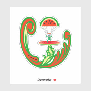 Surfer und Skydiver in Melon Water Aufkleber