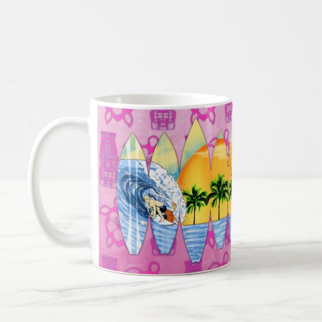 Surfer und Surfbretter Kaffeetasse (Links)