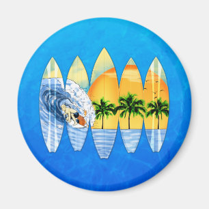 Surfer und Surfbretter Magnet