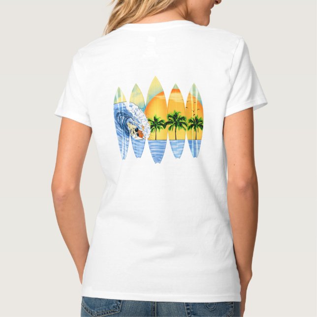 Surfer und Surfbretter T-Shirt (Rückseite)