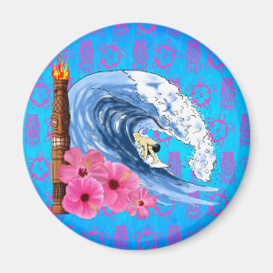 Surfer und Tiki Statue Magnet