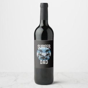 Surfer-Vater Weinetikett