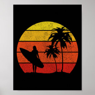 Surfer Vintage-Surfstrand-Surfen-Surfen-Surfen Poster
