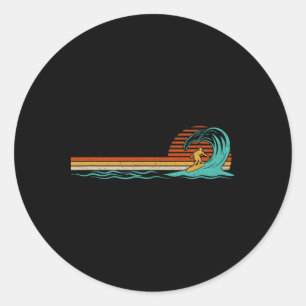 Surfer Vintage Welle Retro Surfen Strand Runder Aufkleber