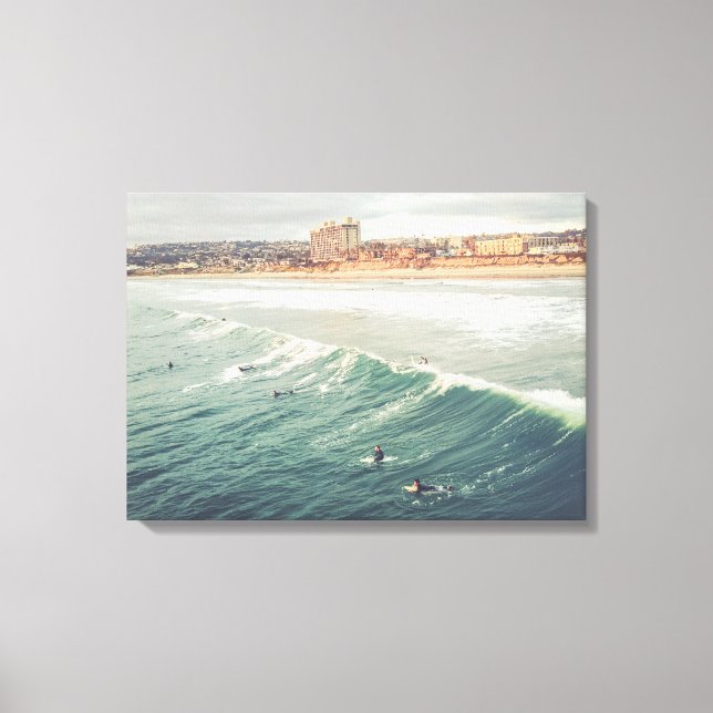 Surfer Wall Art, Pacific Beach San Diego Leinwand (Vorderseite)