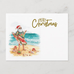 Surfer Weihnachtsmann feiert Weihnachten am Strand