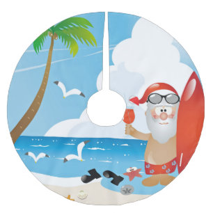 Surfer-Weihnachtsmann Polyester Weihnachtsbaumdecke
