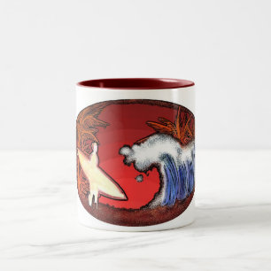 Surfer-Wellen künstlerische Beachszene Kaffee Tass Zweifarbige Tasse