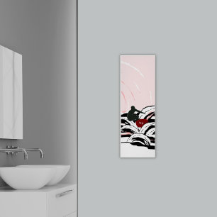 Surfer-Wellenreiten bei Sonnenaufgang Poster