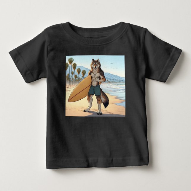 Surfer Wolf Baby T-shirt (Vorderseite)