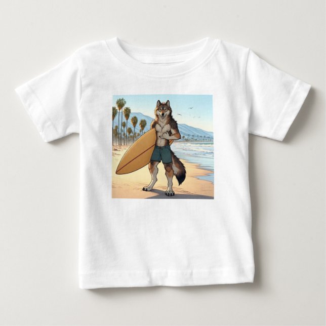 Surfer Wolf Baby T-shirt (Vorderseite)