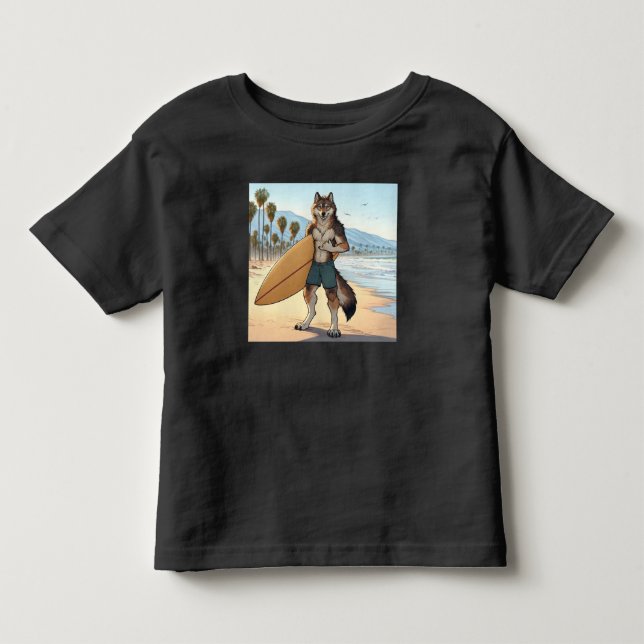 Surfer Wolf   Kleinkind T-shirt (Vorderseite)