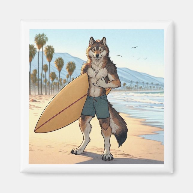 Surfer Wolf   Magnet (Vorne)
