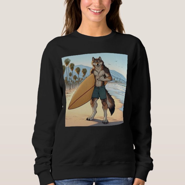 Surfer Wolf   Sweatshirt (Vorderseite)