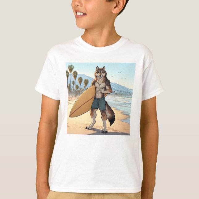 Surfer Wolf   T-Shirt (Vorderseite)