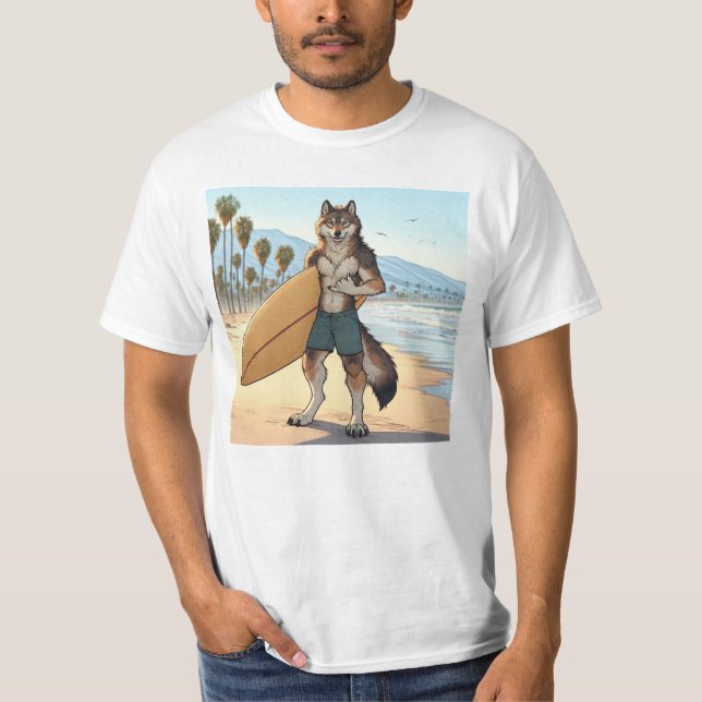 Surfer Wolf T-Shirt (Vorderseite)