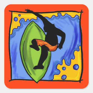 Surferaufkleber Quadratischer Aufkleber