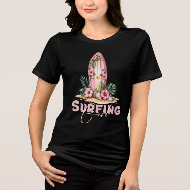 Surfergirl, Sommerstrand Tri-Blend Shirt (Vorderseite)