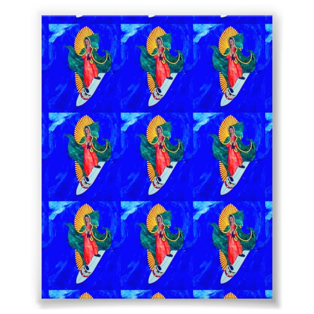 Surferheiligen auf blauen Wellen Foto drucken (Vorne)