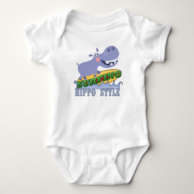SurferHippopotamus Baby Strampler (Vorderseite)