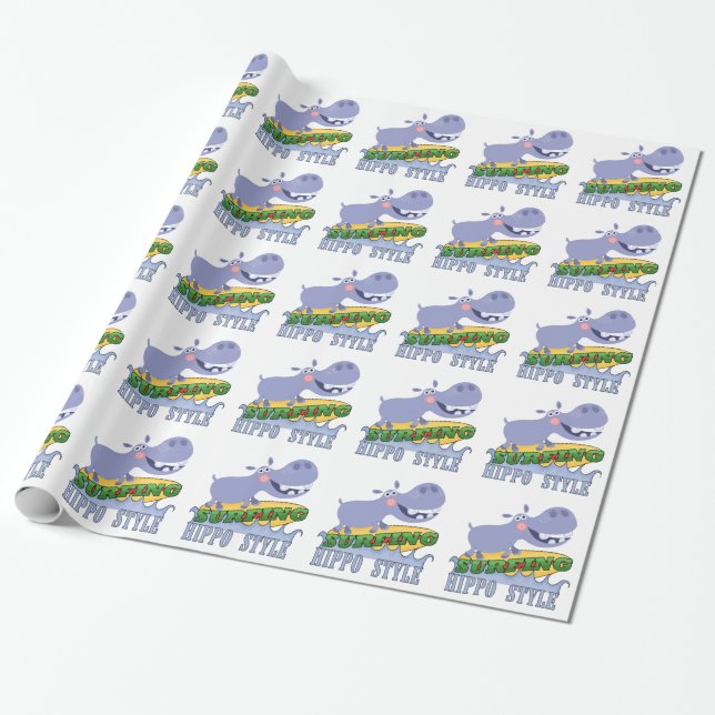 SurferHippopotamus Geschenkpapier (Ungerollt)