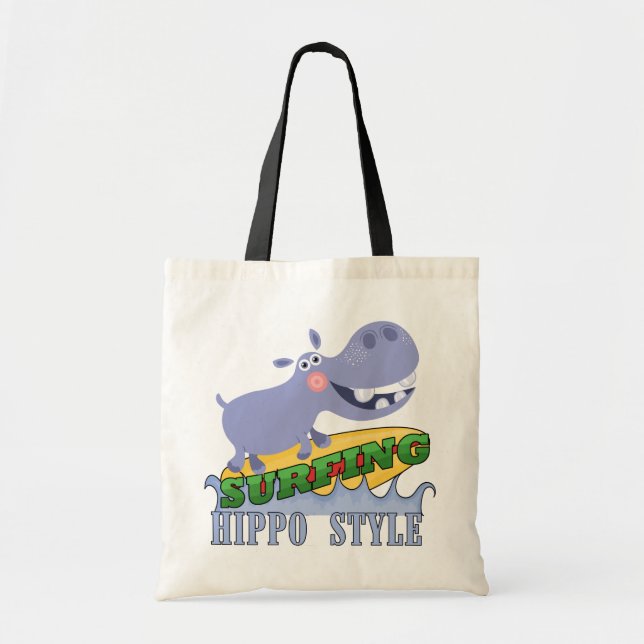 Surferhippopotamus-Taschen-Tasche Tragetasche (Vorne)