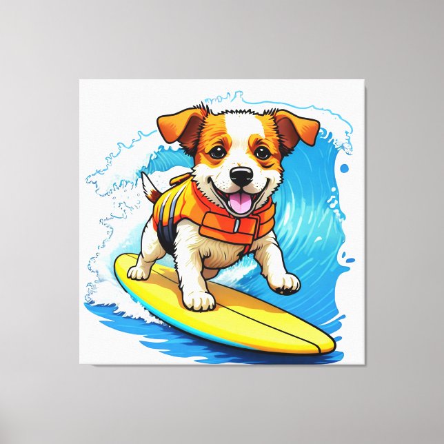 Surferhund Leinwanddruck (Vorderseite)